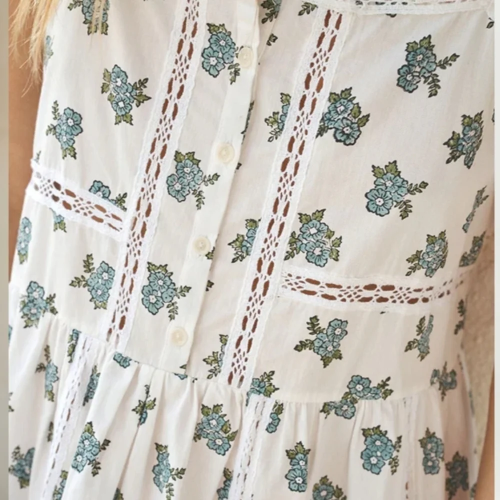 Spell White, Blue and Green Floral Maxi Dress Size Large - Picture 11 of 12